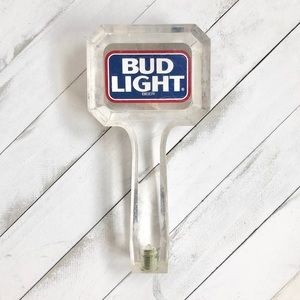 VINTAGE Bud Light Beer Tap Handle Acrylic Lucite 7.5" Retro Bar Decor